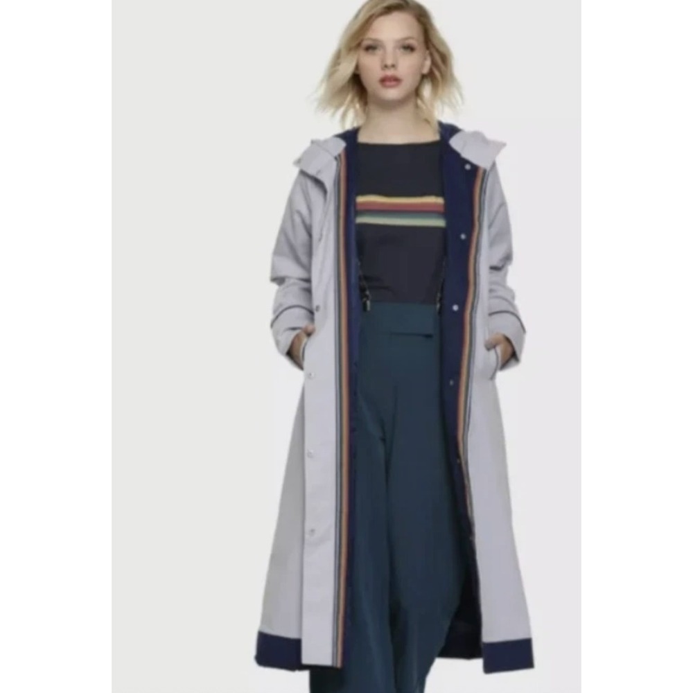 Doctor Who Jodie Whittaker Her Universe Thirteenth 13th Grey Trench Coat Size M